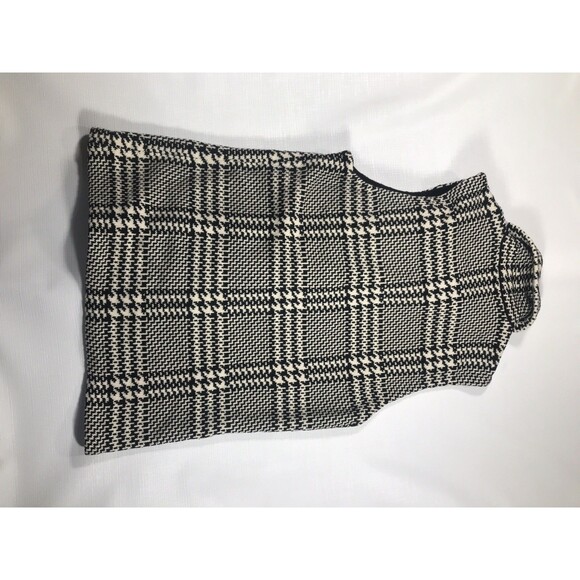 CHAPS Womens Sleeveless Cardigan Sweater Vest Large Black Check Cotton - Picture 7 of 9